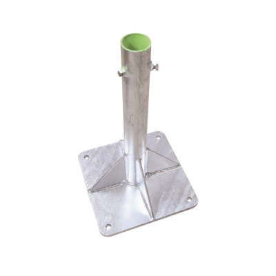 [SLM-BA-7G] Base para Mástil Hasta 2" con Opresores, Base de 30 x 30 cm y Tubo de 50 cm Ced. 30. Galv. Inmersión.