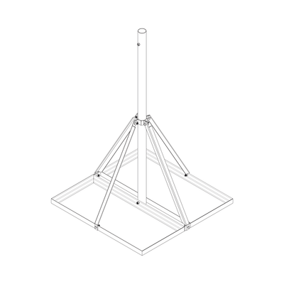 [S-BNP-901] Base No Penetrante Base de 0.9 x 0.9 m con Mástil de 1.5 m x 2" diam. Ced.30 para Instalación de Antenas (HOT-DIP).