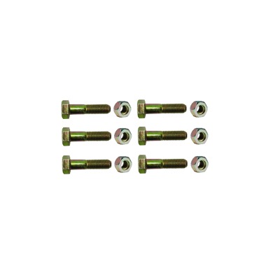 [TORN-TZ35/45] Paquete de 6 Tornillos Grado 5 con Tuercas Tropicalizadas de 3/8" x 2".