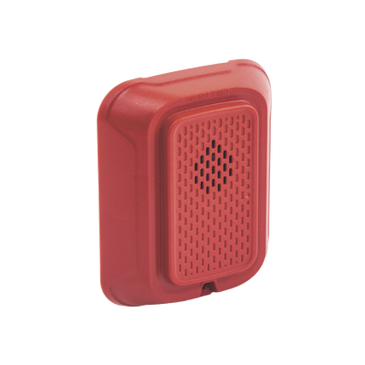 [HR-L] Sirena para Montaje en Pared, 12 a 24 Vcc, Color Rojo, Nuevo Diseño Moderno y Elegante y Menor Consumo de Corriente