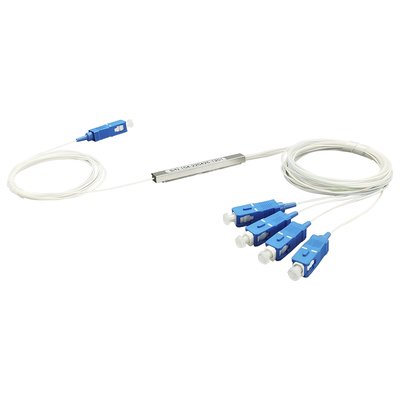 [TM-PLC-1X4UPC] Splitter (Divisor Óptico) tipo PLC, de 1x4, conectores SC/UPC 