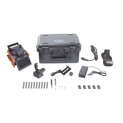 [915FS-KIT1] Fusionadora de Fibra Óptica de Alineación Activa por Revestimiento con 4 Motores con Pérdida Típica (SM); 0.02 dB (MM); 0.04 dB) con Pantalla Touch / Capacitación Básica Virtual Gratuita