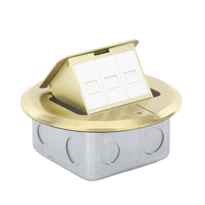 [TH-MCPD-B] Mini Caja de Piso Redonda para Datos o Conectores Tipo Keystone, Color Bronce (3 Contactos) (11000-12102)