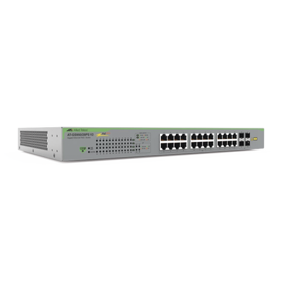 [AT-GS950/28PS-V2-10] Switch PoE+ Gigabit WebSmart de 24 puertos 10/100/1000 Mbps + 4 puertos SFP Gigabit, 185 W, Version 2