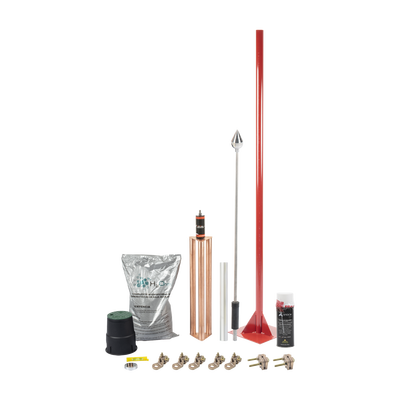 [KIT-MASTER-01-V2] Kit Pararrayo con Punta en Aluminio con Accesorios para Protección de Diámetro de 160 m.