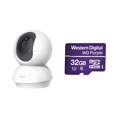 [TAPOC200/WD32] Kit de Cámara IP Wi-Fi / Incluye 1 Pieza Modelo TAPOC200 / 2 Megapixel / Audio Doble Vía /  Utiliza La App Tapo / 1 Memoria Micro SD Modelo  Mod WD32MSD  