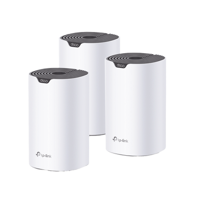 [DECOS7-3PACK] Kit 3 Routers Inalámbricos MESH Interior para Hogar / Doble Banda Wi-Fi 5 AC1900 Mbps / 3 Puerto Gigabit WAN/LAN / 3 Antenas Internas / Administración Mediante la App Deco (iOS, Android) 