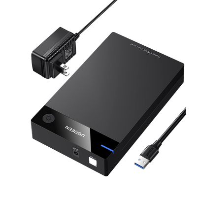 [50423] Carcasa de Disco Duro para  3.5" y  2.5" (Enclosure) | Con Cable USB 3.0 | Para HDD 3.5" / SSD 2.5" | SATA I/II/III | UASP | Hasta 16 TB | Compatible con Windows, Linux, Mac OS | No Requiere Controlador | Cable 1m | Incluye Adaptador d