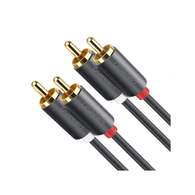 [10519] Cable de Audio 2 RCA Macho a 2 RCA Macho / 3 Metros (9.84 Pies) / Color Negro / Alta Calidad / Anillos de Goma para Asegurar un Agarre Firme al Instalar o Quitar el Cable