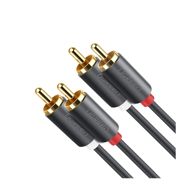 [10520] Cable de Audio 2 RCA Macho a 2 RCA Macho / 5 Metros (16.40 Pies) / Color Negro / Alta Calidad / Anillos de Goma para Asegurar un Agarre Firme al Instalar o Quitar el Cable
