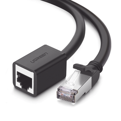 [11281] Cable de Extensión Cat6 RJ45 F/UTP / Macho a Hembra / 2 Metros (6.56 Pies) / Método de Conexión 568B / Velocidad de Transmisión 1000Mbps / Ancho de Banda del Canal 250MHz / Caja de Cobre / Negro