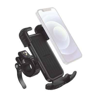 [60548] Soporte de Celular para Manillar de Motocicleta o Bicicleta / Anti Vibración / Protección de clip Antideslizante / Rotación de 360° / Bloqueo de Seguridad / Compatible con manillar de 0.6'' a 1.75'' / Soporta dispositivos de 4.6''