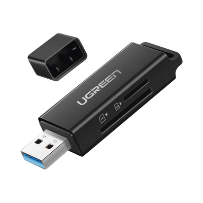 [40752] Lector de tarjetas SD portátil USB 3.0 de doble ranura / adaptador de tarjeta de memoria flash concentrador para TF SD Micro SD SDXC SDHC MMC RS-MMC Micro SDXC Micro SDHC UHS-I