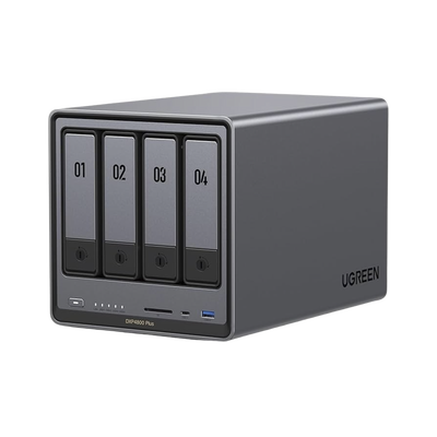[35260] NAS UGREEN NASync DXP4800 Plus / Procesador Intel Pentium Gold 8505 5 Núcleos / 4 Bahías SATA + 2 M.2 NVMe PCIe 4.0 / 8GB DDR5 Expandible a 64GB / 10GbE + 2.5GbE / USB 3.2 Gen 2 Tipo C / HDMI 4K / Sistema Almacenamiento Conectado Red