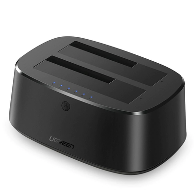 [50854] Base USB 3.0 para Disco Duro de Doble Bahía | Soporta Discos SATA de 2.5' & 3.5´ | Soporta discos de 12TB | Compatible con UASP, SATA 3.0 | Con adaptador de corriente 12V3A | Cable USB 1M | Alta Velocidad | Modo Clonación.
