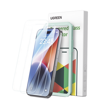 [45973] Protector de pantalla UGREEN HD con marco de instalación para iPhone 16 Pro (paquete de 2)