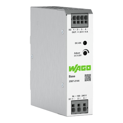 [2587-2144] Fuente de Alimentación BASE / 24V DC 5A 120W / Monofásica 100-240V AC / Push-in CAGE CLAMP® / Sincronización Primaria / Conexión Paralelo y Línea / SELV/PELV / IP20