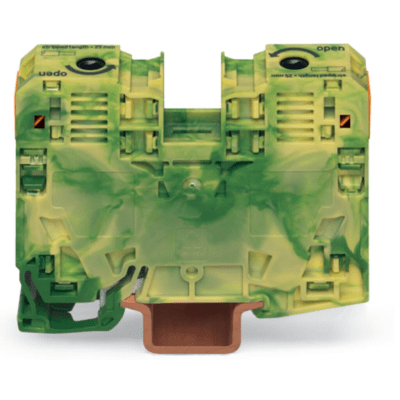 [285-137] Borna de Tierra, 2 Conductores 35 mm², POWER CAGE CLAMP, Poliamida PA66, Montaje Carril DIN 35x15, Verde-Amarillo, Aplicaciones Ferroviarias y Marinas