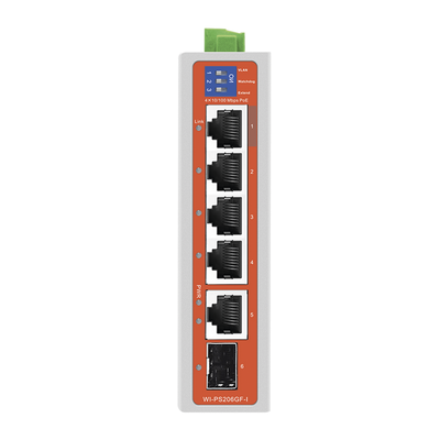 [WIPS206GFIV2] Switch Industrial / 4 Puertos 10/100 Mbps con PoE 802.3af/at / 2 Puertos Uplink Gigabit (1 Rj45 - 1 SFP) / PoE Hasta 250 m 