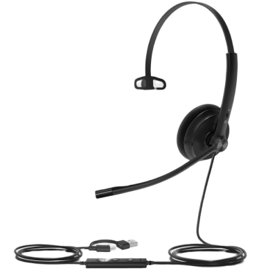 [UH34-LITE-MONO-TEAMS-USB-C/A] Diadema Alámbrica UH34 Lite Mono Teams de Yealink USB-C/A con Almohadillas de Espuma