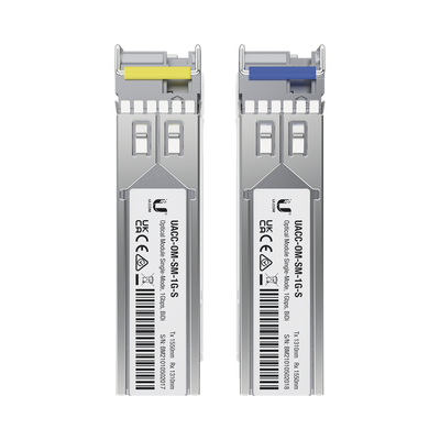 [UACC-OM-SM-1G-S-2] UFiber Módulo SFP, transceptor MiniGibic MonoModo 1.25 Gbps, distancia 3km, Simplex, un conector LC, incluye 2 tranceptores