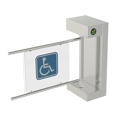[705-EN-1] Torniquete De Cortesía Motorizado / Acabado En Acero Inoxidable Con Hoja de Acrílico / Bidireccional / Compatible con Cualquier Control De Acceso de Contacto Seco