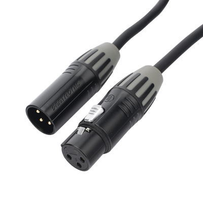 [CMC-MF3-MM3-L-3M] Cable XLR | 3 polos | Conector Hembra-Macho | Serie M | Carcasa Negra | Contactos Dorados | Ideal para Microfonía | Longitud 3m