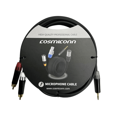 [CMC220ASTP2RM10YBG1] Cable 3.5mm a 2 RCA, conectores negros, con diferenciador de blanco y rojo en RCA MT380-RD - MT380-WH - MTP3C-BG, length 10m