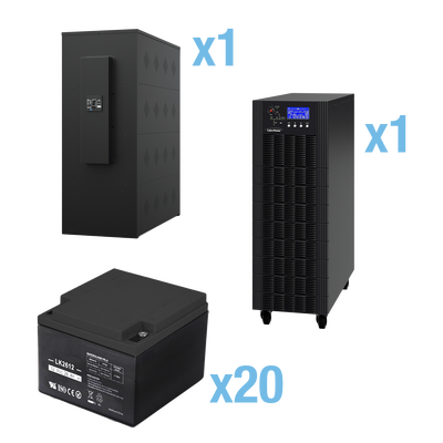 [HSTP3T30K100P-5MIN] UPS Trifásico de 30 kVA/27 kW, Topología Online Doble Conversión, Voltaje de 208/220 Vca de L-L, Respaldo de 5 Minutos al 100% de Carga, Incluye Módulo y Banco de Baterías