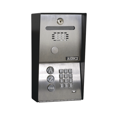 [1802-090] Audioportero Telefónico DKS Con Directorio / 100 Números Telefónicos / Control Para 2 Puertas / Gabinete Para Sobreponer / Marcación a 16 Digitos / Linea análoga o digital