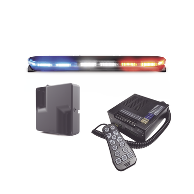 [16TR47KIT300C] Kit de Sirena, Bocina y Torreta de 47", Serie 16 con 300 LEDs, Dual Color, Frente: Rojo/Blanco, Azul/Blanco, Trasero: Rojo/Ámbar, Azul/Ámbar