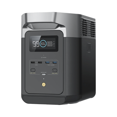 [EFD-350] EcoFlow DELTA 2 MAX | Estación de Energía Portátil 2048Wh Litio LFP / 6 AC 2400 W (Max. 3400W) / 2 USB-C 100W / Capacidad para Aumentar Respaldo / Soporta Cargador de Coche 10A a 12.6V / Conectividad WiFi y Bluetooth (App) / Carga Sol