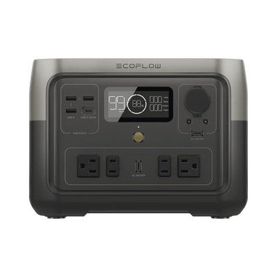 [EFR610] EcoFlow River 2 Max | Estación de Energía Portátil 512Wh Litio LFP / 4 AC 500 W (Max. 1000W) / 1 USB-C 100W / 3 USB -A 12W / Cargador de Coche 8A a 12 o 24V / Conectividad WiFi y Bluetooth (App) / Carga Solar 220W Max.