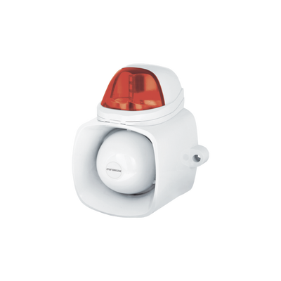 [SH816SSMQ/R] Sirena / Luz Estroboscópica Autónoma / Color Rojo  4 en 1 / IP65 / Uso Interior y Exterior / 12 Vcd / Múltiples Tipos de Notificación / Estroboscópica, de Sirena o de Audio /