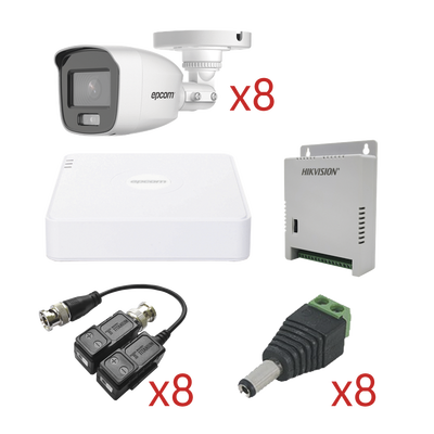 [KESTG8T8BG/A] KIT TurboHD con Audio 1080p / DVR 8 Canales 1080p lite / 8 Cámaras Bala (exterior 2.8 mm) / Transceptores / Conectores / Fuente de Poder / AUDIO POR COAXITRON
