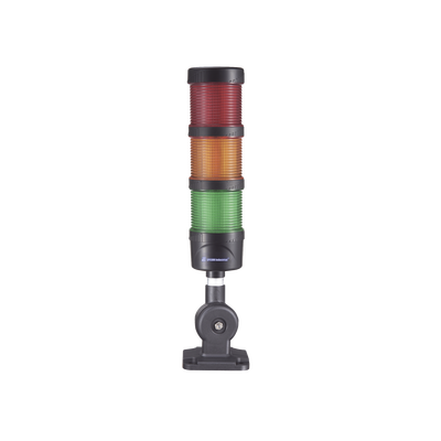 [EI-3-RAG-110240] Torre LED Indicadora de estado de 3 niveles color Rojo, Ámbar y Verde, con Buzzer integrado a 85 dB,  a 110-240 VCA con Montaje incluido de 60 mm de diámetro