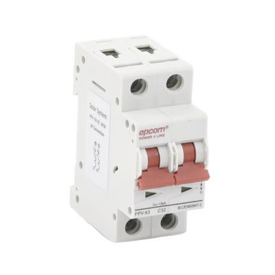 [FPV632PC32] Protección Térmica/ Interruptor 2P, 32A,  Corriente Directa  800 Vcc para Aplicación Fotovoltaica Montaje Riel DIN