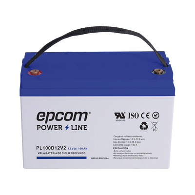 [PL100D12V2] Batería 12 Vcc / 100 Ah / UL / Tecnología AGM-VRLA / CICLO PROFUNDO / Para uso en aplicaciones fotovoltaicas y de emergencia  / Terminales T4