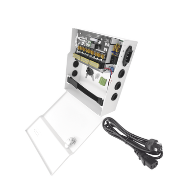 [PLK12DC8ABK]  Fuente de Poder con ajuste de voltaje de 11- 15 Vcc / 10 A / 9 Salidas / Capacidad de Batería de Respaldo / Requiere Batería / Voltaje de Entrada 96-264 Vca