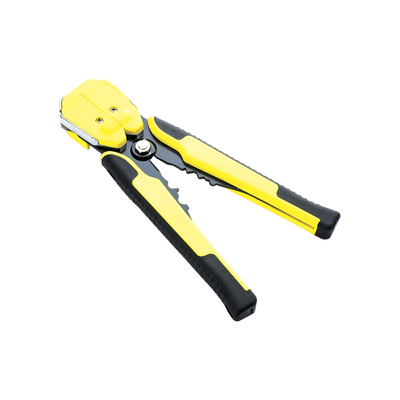 [JX-1301] Pinza multifuncional Pelacables, con terminal de pestaña, prensado automático de color amarillo.     