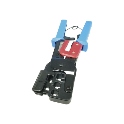 [EP-376M] Pinza para Plegar Conectores con Cavidades para RJ45 (8P8C), RJ11 (6P4C) y RJ9 (4P4C). Mecanismo para Plegado Asegurado.
