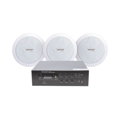 [SFB120/3CS] KIT de Amplificador de 120W para Escritorio | 3 Altavoces de Plafón de 5.5in | 3.75 - 30W | Sistema 70/100V