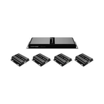[TT-314-HDBITT] Kit Divisor y Extensor HDMI (Extender Splitter) | Divide 1 Fuente HDMI a 4 Pantallas | Extiende la señal HDMI hasta 120 m | Resolución 1080P @ 60 Hz | Cat 6/6a | Soporta IR | Baja Latencia | Uso24/7 | Alimente solo el Tx (PoC).