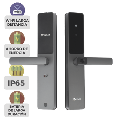 [CS-DL05-R200] Cerradura Inteligente / Wi-Fi / Bluetooth  / Códigos Temporales Para Visitantes / Lectura de Huella / Lectura de Tag / Contraseña /  Botón para Timbrar / Apertura Remota /  Alarma Anti-intrusión /  No Requiere HUB