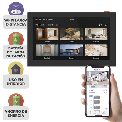 [CS-SD7] Pantalla Inalámbrica / Con Batería Recargable 4600mAh / Wi-Fi / Ideal Para Escritorio o Pared  / Vista en Vivo de Cámaras EZVIZ / Compatible con Videoportero CS-HP7  para ver Cámara y Apertura Remota  / Audio de Dos Vías
