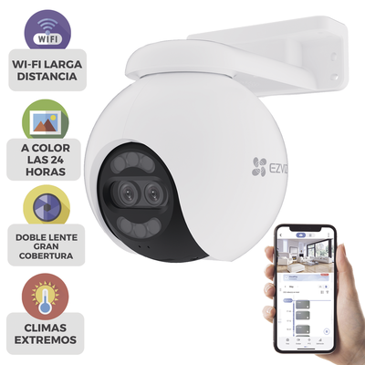 [CS-H80X] Cámara PT / Wi-Fi / Lente Dual / Panorámica 360° / Resolución 4K / Visión Nocturna ColorFULL  / IA Detección de Humanos y Vehiculos / Alarma con Sirena y Luz / IP65