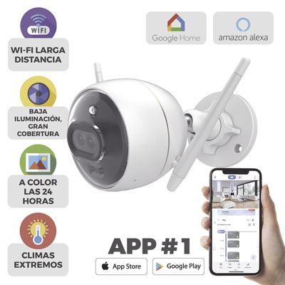 [C3X] Bala IP 2 Megapíxel / Wi-Fi  / Doble Lente / COLORES EN OSCURIDAD / Deteccion de Personas o Vehículos  / Cruce de Línea / Intrusión a un área / Audio de dos vías / Luz Estroboscópica / Sirena / MicroSD