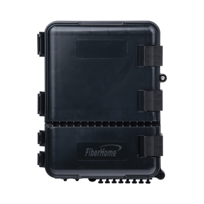 [FDP-440A] Caja de Distribución de Fibra Óptica para 24 Empalmes, con 8 Acopladores SC/APC Simplex, Exterior IP55, Color Negro
