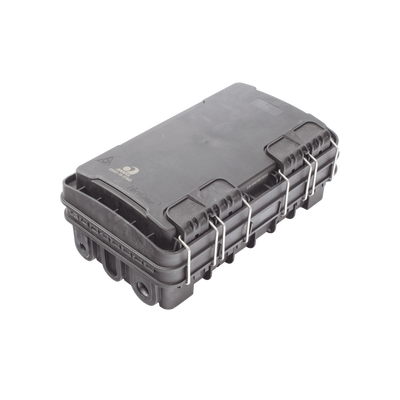 [FDP-420E-8] Caja de Distribución de Fibra Óptica para 24 Empalmes, con 8 acopladores SC/APC simplex, Exterior IP65, Color Negro