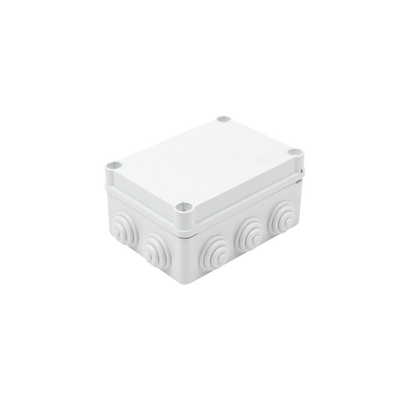 [GW-44-026] Caja Estanca de PVC Para Derivación y Conexión, 10 Entradas, Tapa con Tornillo de 1/4" de Vuelta, 150x110x70 mm (Área interna), Uso Exterior IP55, Material que no Propaga el Fuego y Libre de Hálogenos